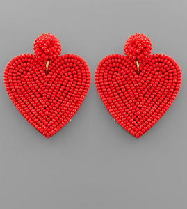 Big Beaded Red Hearts