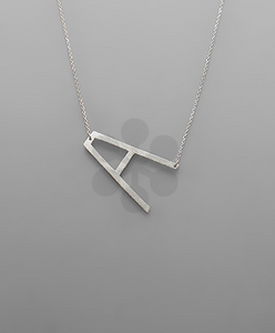 A- Initial Necklace- Silver Look