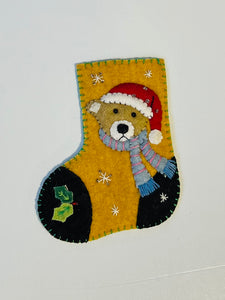 Little Bear in Santa Hat - Mini Stocking Ornament