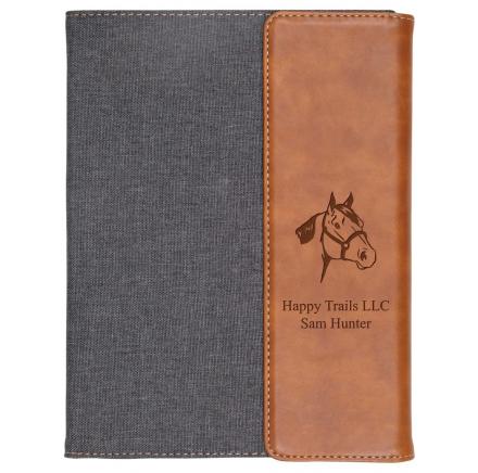 Small  Padfolio- GREY & TAN FAUX LEATHER