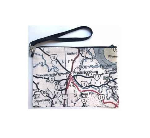 Custom Map Zippered Pouch Wristlet Makeup Bag Stadium Bag  - FXBG
