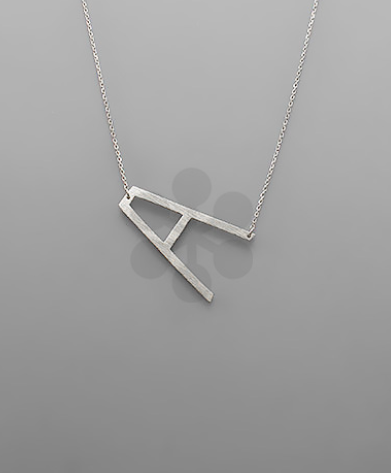 A- Initial Necklace- Silver Look