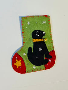 Black Lab with Bell- Mini Stocking Ornament
